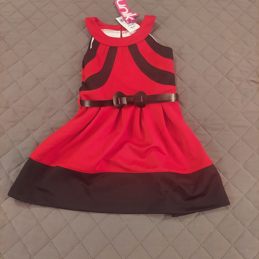 Unik Red and Black Casual Kids Dress